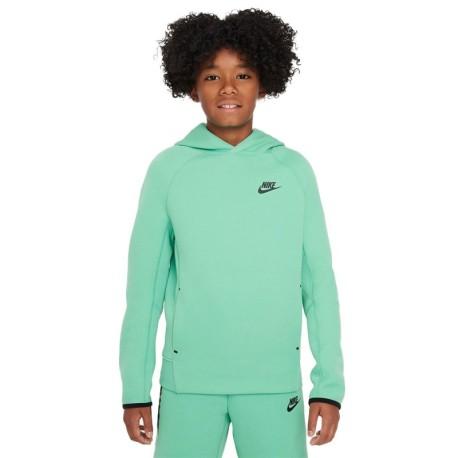 Nike Felpa Con Cappuccio Tech Fleece Verde Bambino