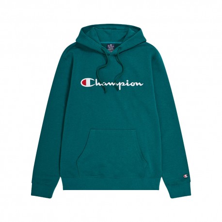 Champion Felpa Con Cappuccio Big Logo Verde Uomo