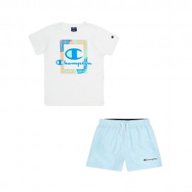 Champion Completo Sportivo T-Shirt + Shorts Bianco Bambino