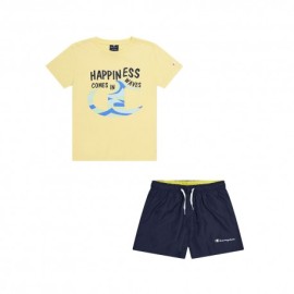 Champion Completo Sportivo T-Shirt + Shorts Giallo Bambino