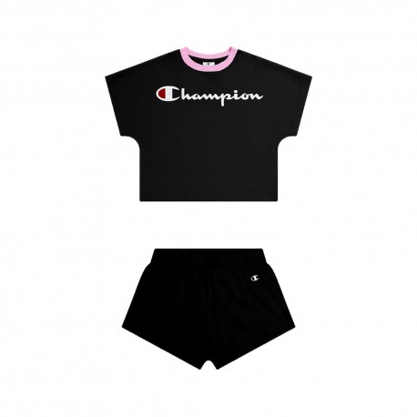 Champion Completo Sportivo T-Shirt + Shorts Nero  Bambina