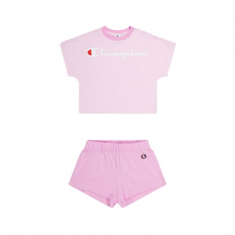 Champion Completo Sportivo T-Shirt + Shorts Rosa Bambina