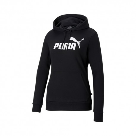 Puma Felpa Con Cappuccio Logo Nero Donna