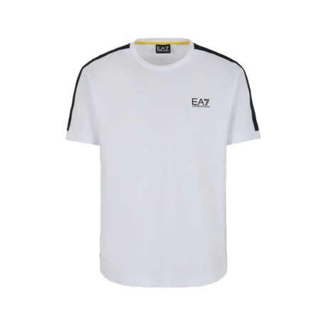 Ea7 T-Shirt Banda Spalla Bianco Uomo