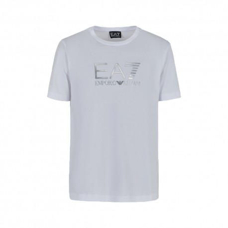 Ea7 T-Shirt Logo Centrale Bianco Uomo