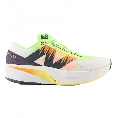 New Balance Fuelcell Rebel V4 Bianco Arancio Verde - Scarpe Running Donna