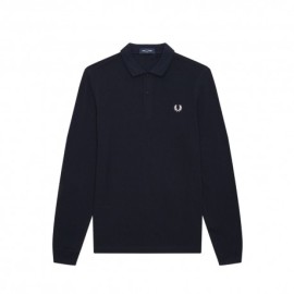 Fred Perry Polo Manica Lunga Logo Blu Uomo