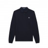 Fred Perry Polo Manica Lunga Logo Blu Uomo