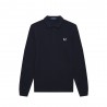 Fred Perry Polo Manica Lunga Logo Blu Uomo