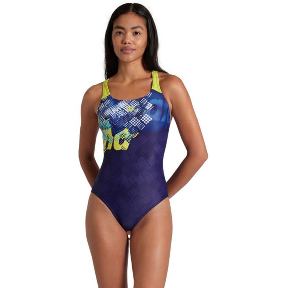 Arena Costume Intero Piscina Splah Point Blu Lime Donna 40