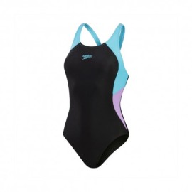 Speedo Costume Intero Piscina Colourblock Nero Azzurro Donna