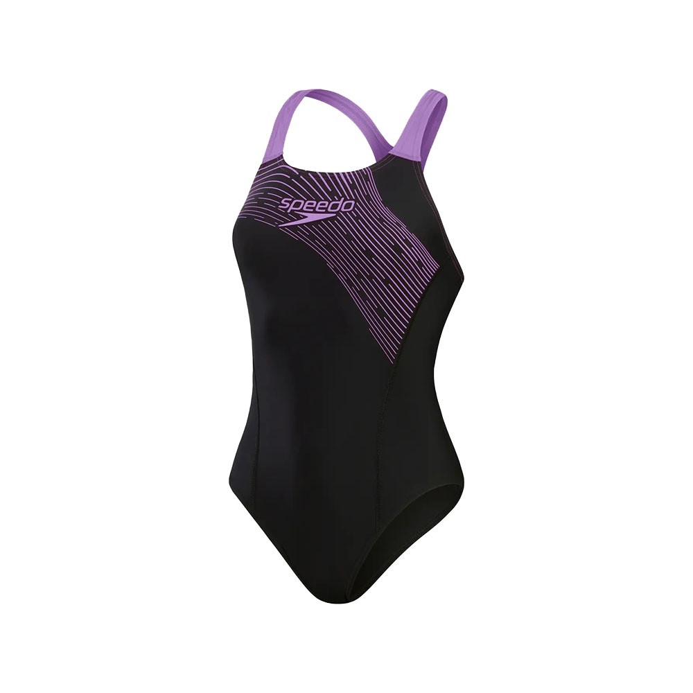 Speedo Costume Intero Piscina Medley Logo Nero Lilla Donna 50