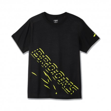 Brooks T-Shirt Trail Running Distance Nero Br Logo Uomo