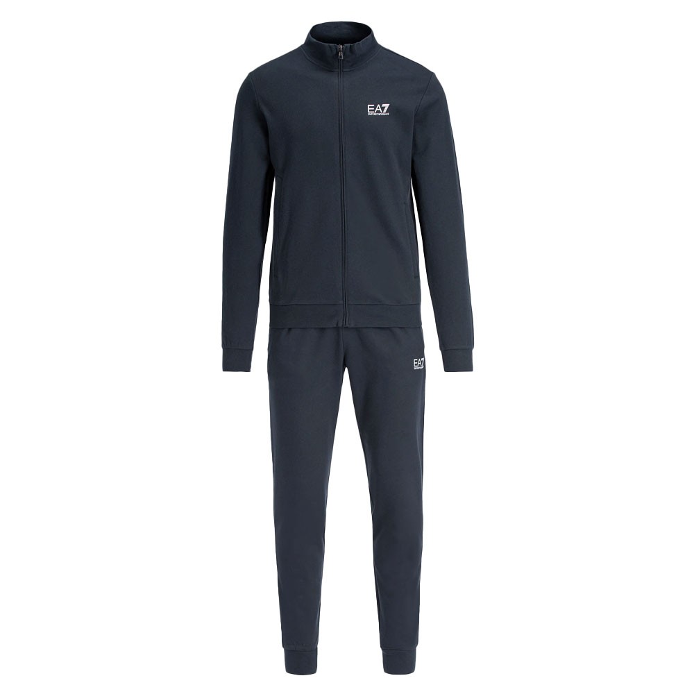 Ea7 Tuta Sportiva Con Cerniera Senza Cappuccio Blu Bianco Uomo S