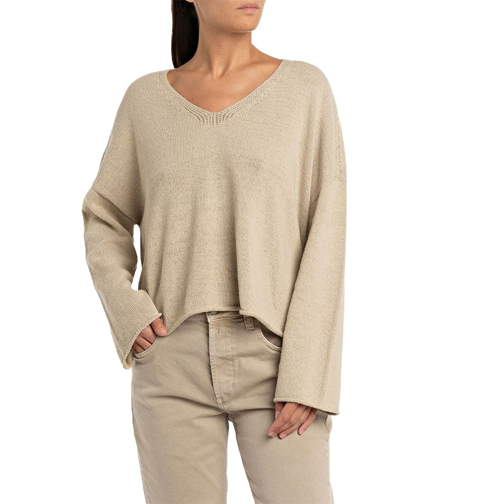 Replay Maglioncino Scollo V Beige Donna XS