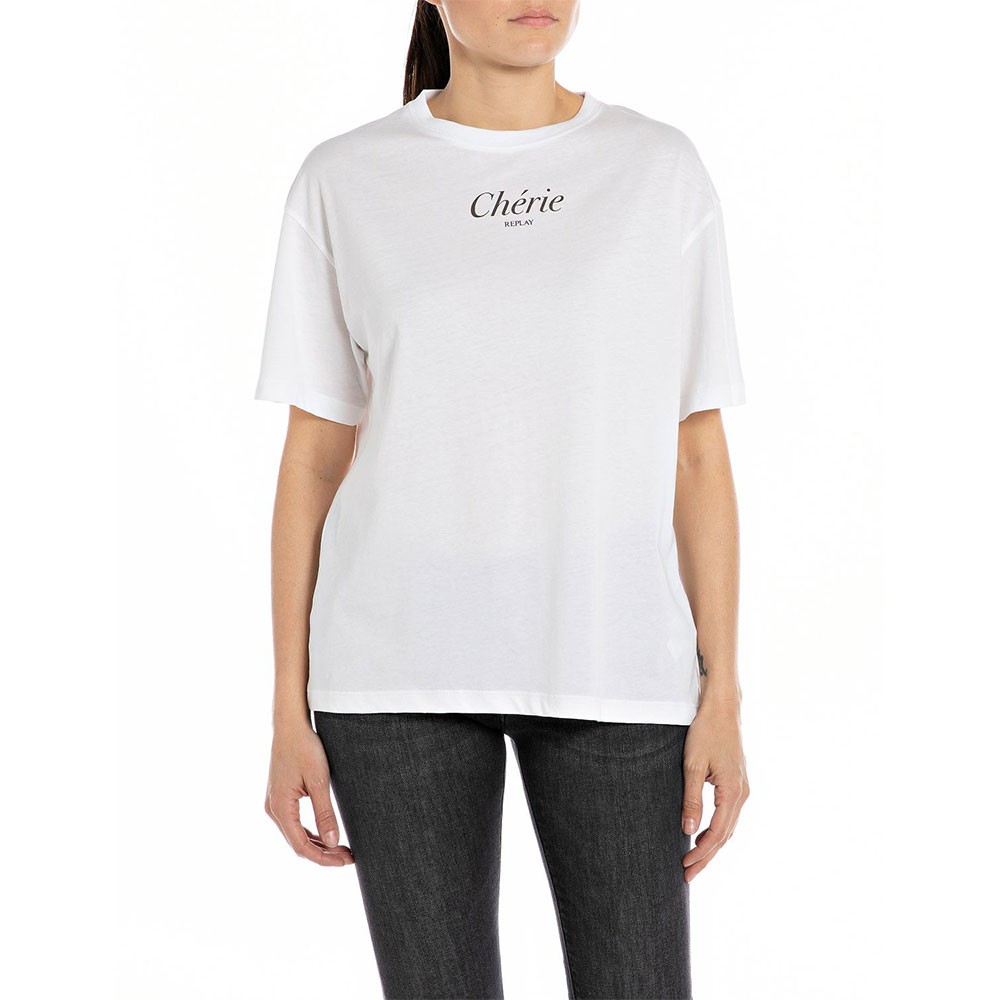 Replay T-Shirt Logo Piccolo Bianco Donna XS