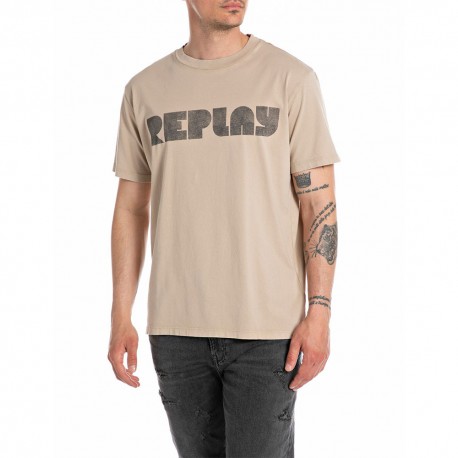 Replay T-Shirt Logo Retro' Beige Uomo