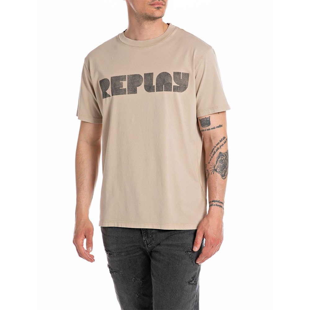 Replay T-Shirt Logo Retro' Beige Uomo S
