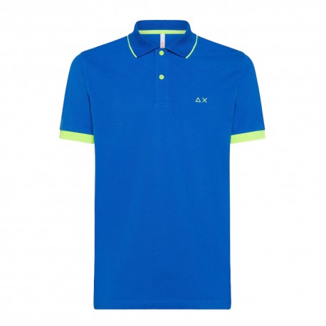 Sun 68 Polo Big Logo Fluo Blu Uomo