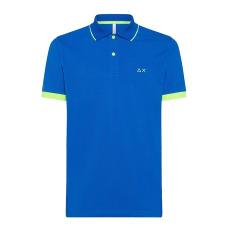 Sun 68 Polo Big Logo Fluo Blu Uomo