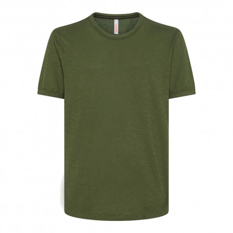 Sun 68 T-Shirt Fiammata Verde Uomo