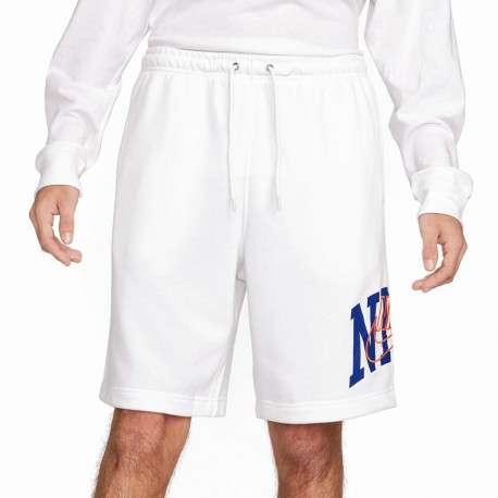 Nike Uomo Bianco Pantaloncini Tuta Corti In French Terry Grafico - Immagine 2