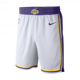 Nike Pantaloncini Basket Nba Lakers Association Bianco Viola Uomo