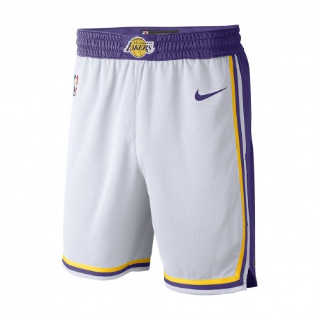 Nike Pantaloncini Basket Nba Lakers Association Bianco Viola Uomo