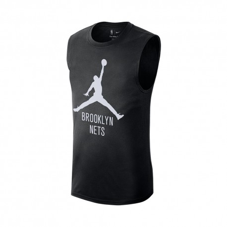 Nike Canotta Basket Nba Nets Jordan Nero Bianco Uomo