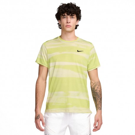 Nike T-Shirt Tennis Dri-Fit Advantage Printed Lime Nero Uomo