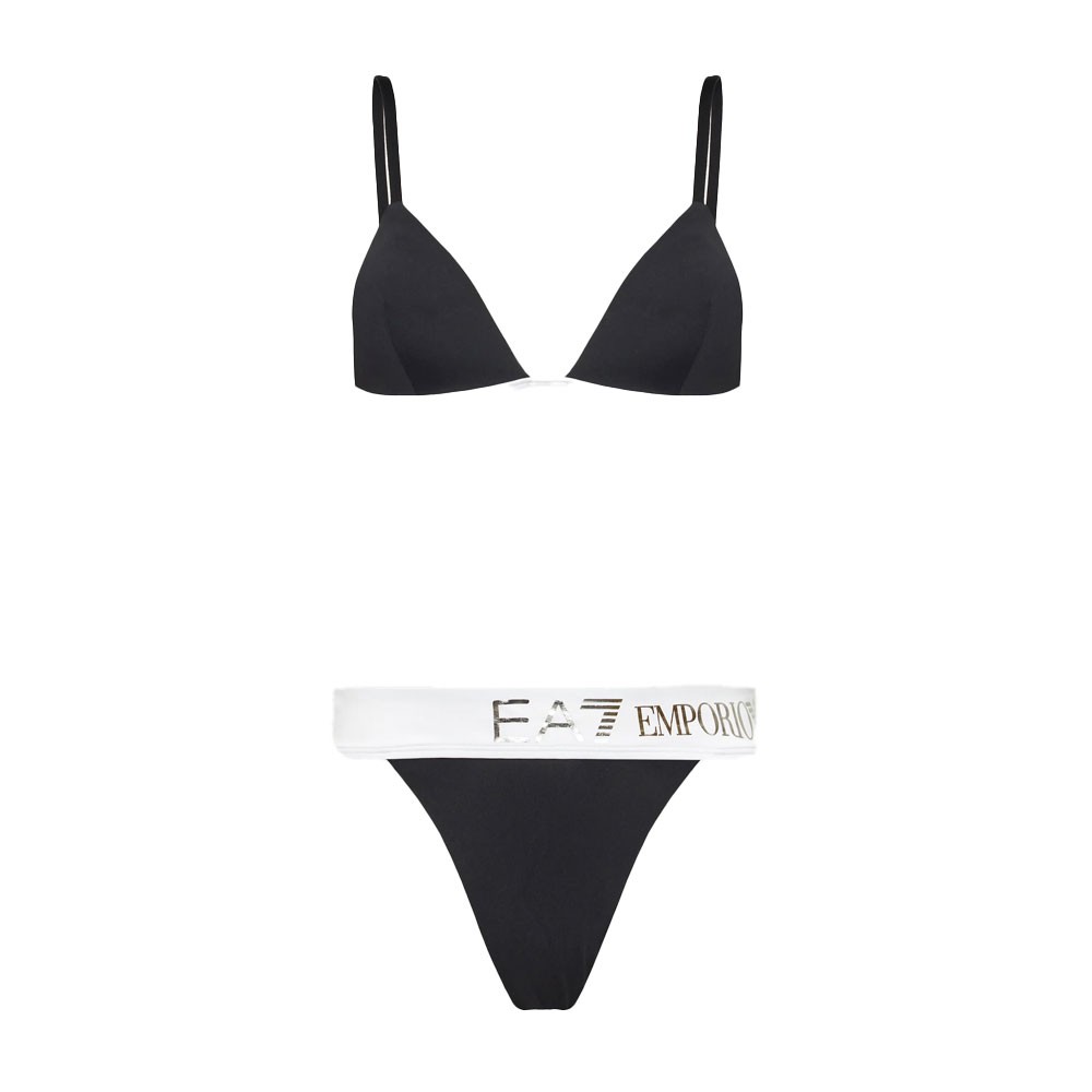Ea7 Bikini Triangolo Tinta Unita Nero Donna S