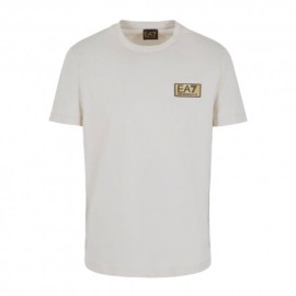 Ea7 T-Shirt Logo Oro Bianco Uomo
