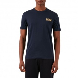 Ea7 T-Shirt Logo Oro Blu Uomo