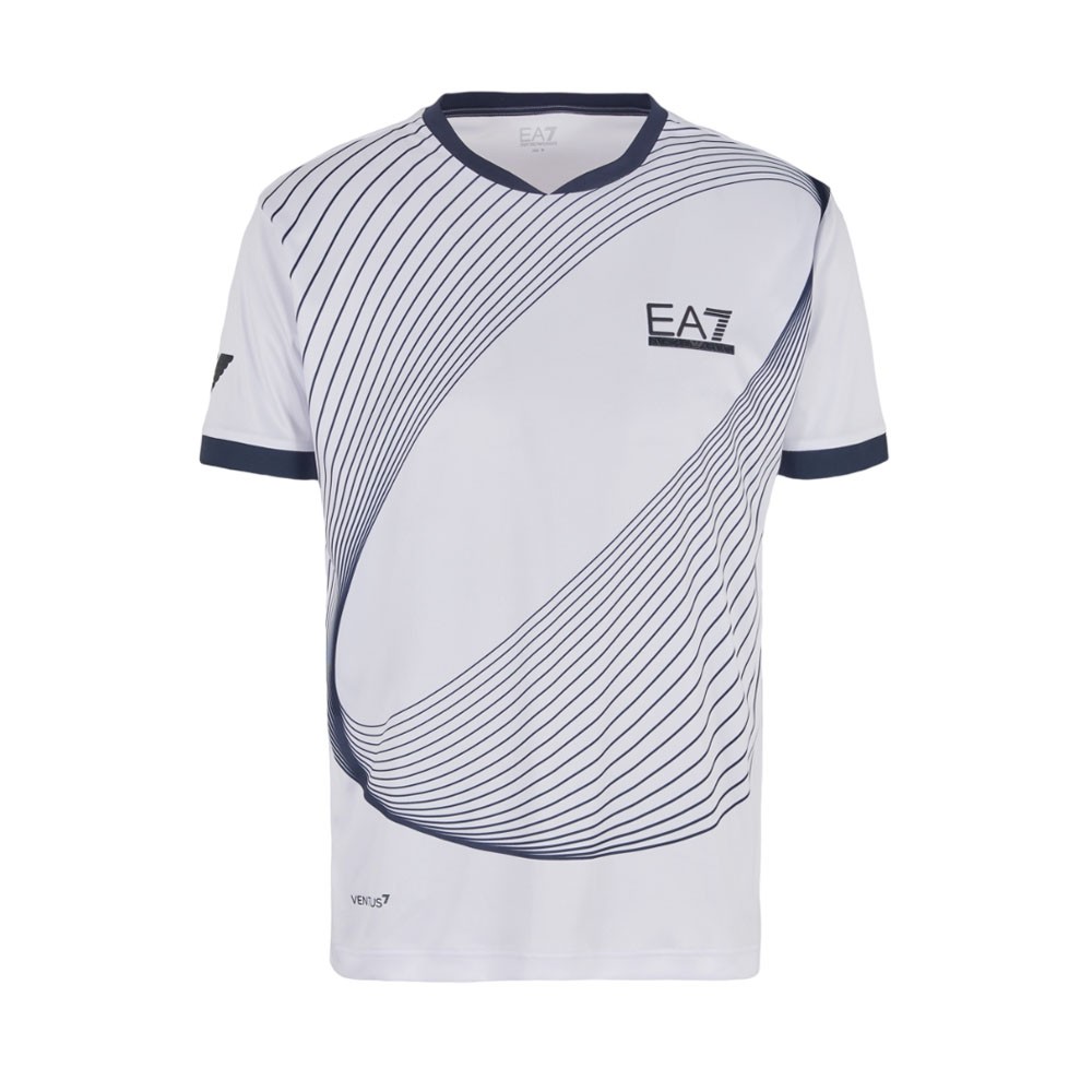 Ea7 T-Shirt Tennis Graphic Blu Bianco Uomo S
