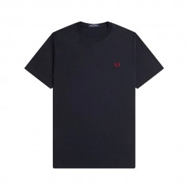 Fred Perry T-Shirt Logo Blu Uomo