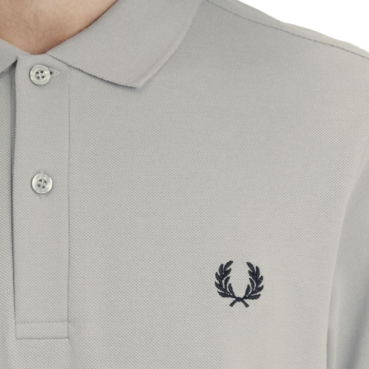 Fred Perry Polo Mezza Manica Tinta Unita Grigio Uomo