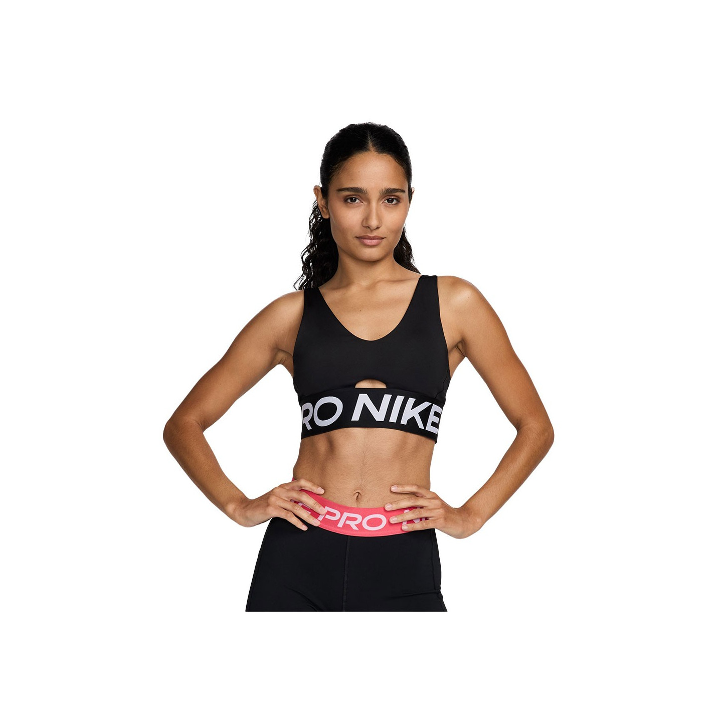 Nike Donna Nero Bra Imbottito Pro Indy Plunge Black/White Da - Immagine 2