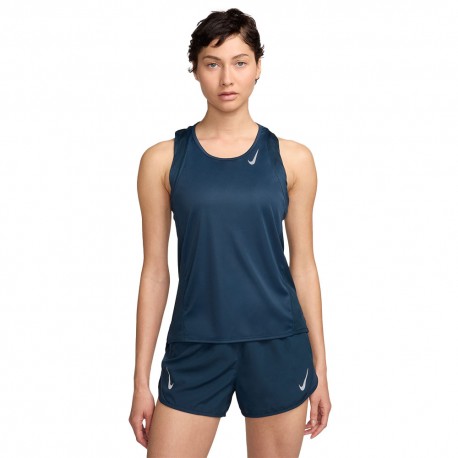 Nike Canotta Running Dri-Fit Armory Blu Navy Argento Donna - Acquista ...
