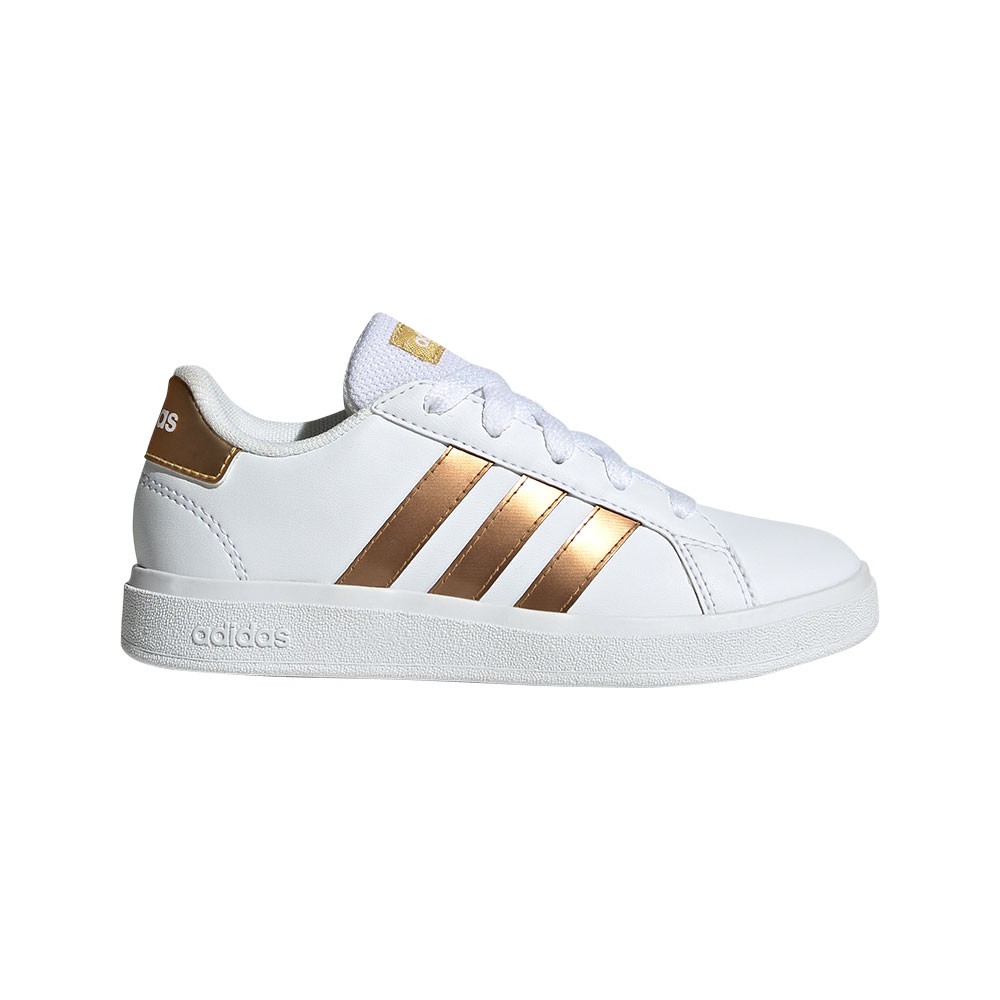 ADIDAS Grand Court 2.0 K Gs Bianco Oro - Sneakers Bambina EUR 36 2/3 / UK 4