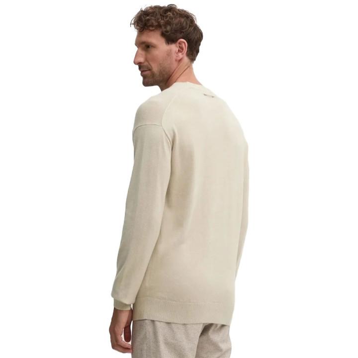 Calvin Klein Maglioncino Logo Centrale Avorio Uomo
