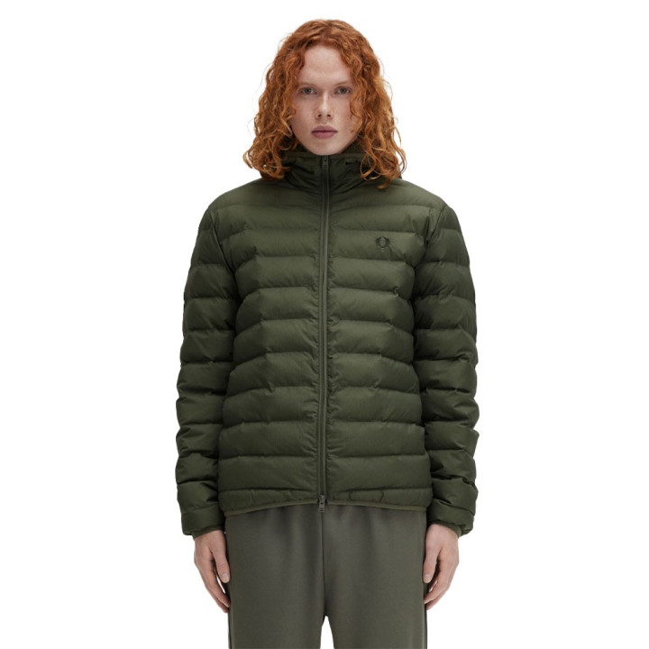 Fred Perry Piumino Logo Con Cappuccio Verde Uomo
