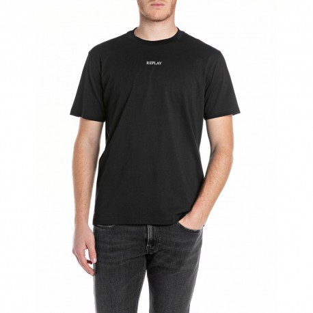 Replay Uomo Nero - T-Shirt Girocollo A Maniche Corte In Cotone - Tops - M - Immagine 2