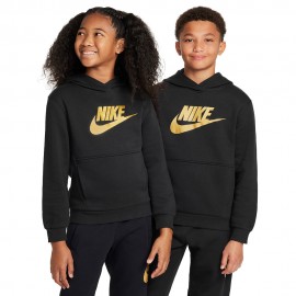 Nike Felpa Con Cappuccio Logo Oro Nero Bambino