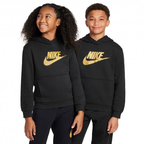 Nike Felpa Con Cappuccio Logo Oro Nero Bambino