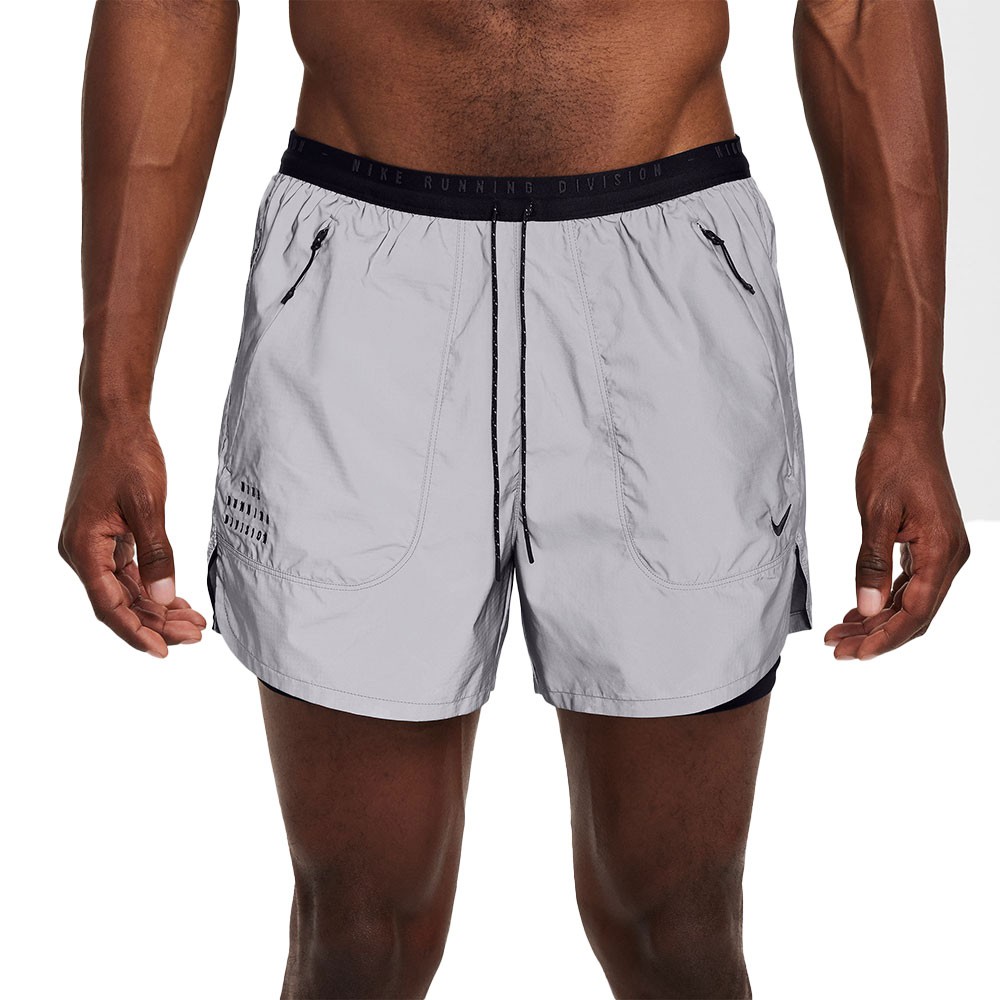 Nike Pantaloncini Running Dic 4 2In1 Reflect Argento Bianco Uomo S