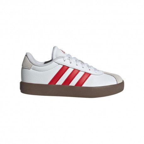 ADIDAS Vl Court 3.0 Lea Gs Bianco Rosso - Sneakers Bambino