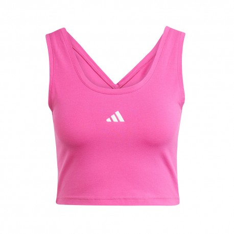 Adidas Donna Rosa Canottiera In Cotone Essentials Small Logo - Immagine 2