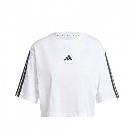 ADIDAS Cropped T-Shirt Tristripe Bianco Donna