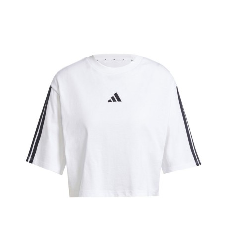 ADIDAS Cropped T-Shirt Tristripe Bianco Donna