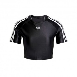 ADIDAS Originals Cropped T-Shirt 3 Strip Nero Donna